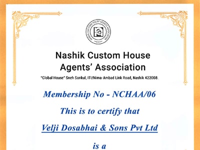 VDSPL is a member of Nashik Custom House Agents Association