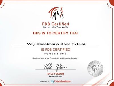The FDB certificate certifying the trustworthiness and reliability of VDSPL