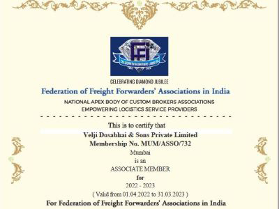 VDSPL is a member of Fedration of Freight Forwarders' Associations in India