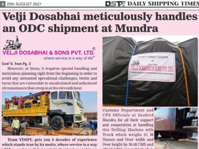 Velji Dosabhai meticulously handles an ODC shipment at Mundra